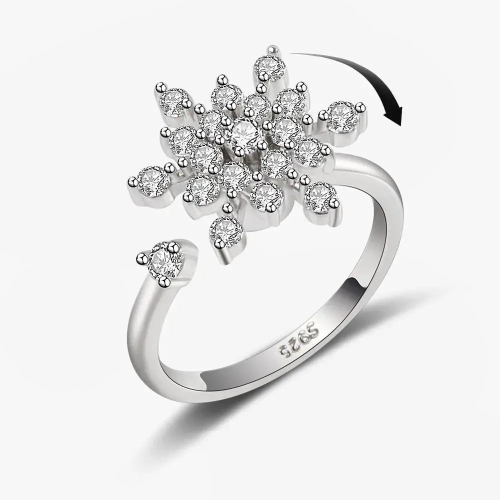 SMJEL Fidget Spinner Ring for Women Crystal Flower Eye Butterfly Animal Motifs Stress Relief Wedding Jewelry