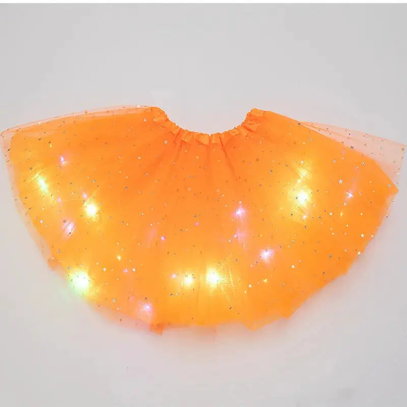 Skirt LED-lit orange women's tulle star mini tutu with lights by Simples Market