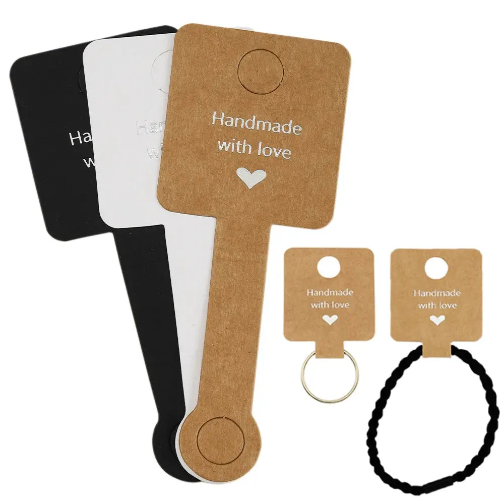 50pcs Self Adhesive Kraft Paper Card For Bracelet And Necklace Jewelry Hanging Holder 4x10cm Retail Display Packaging