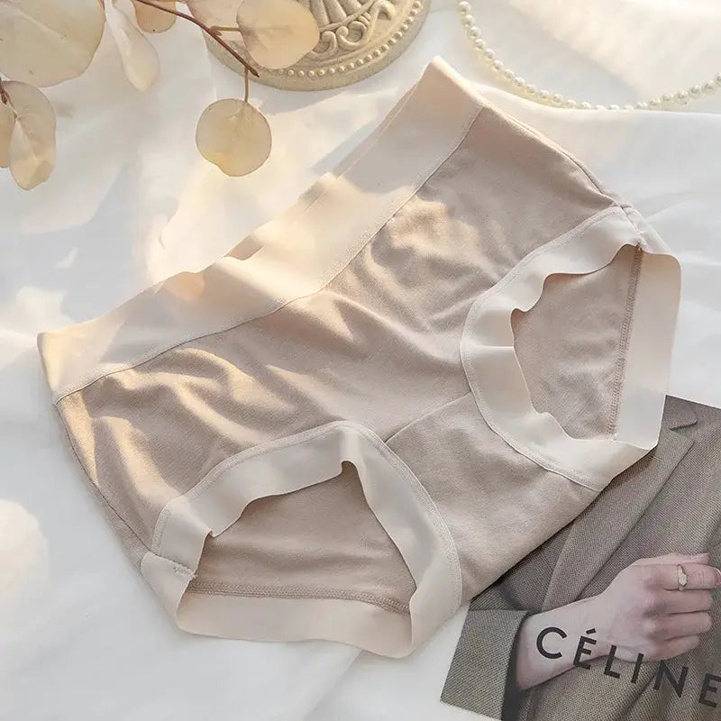Panties 4pc beige seamless modal set with white trim, women's underwear by Simples Market