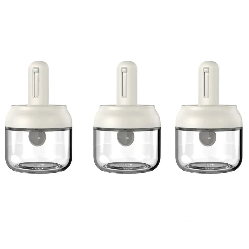 Glass Seasoning Bottle With Telescopic Spoon Leak Proof Moisture Proof Salt Storage Box For Kitchen