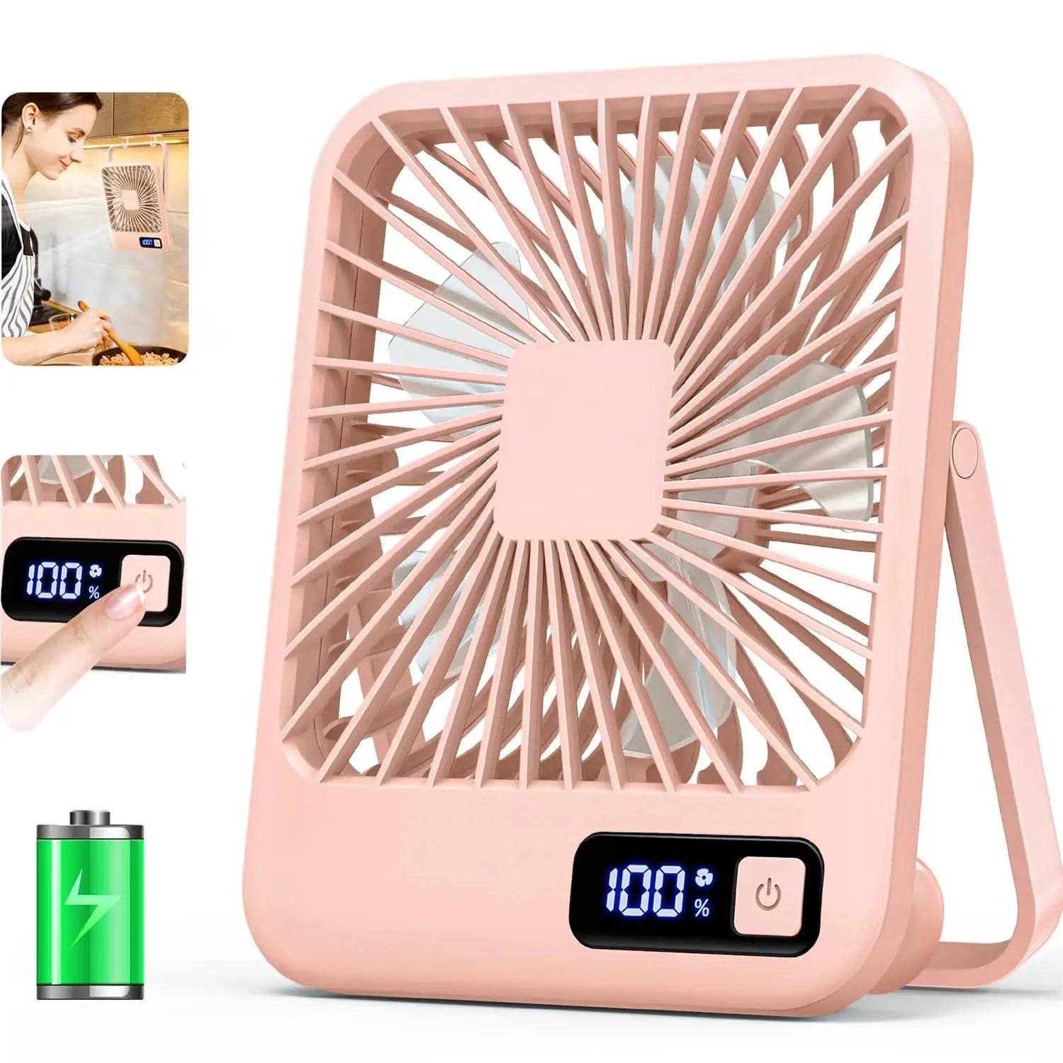 Portable USB Desk Fan With 180 Degree Tilt Folding And Power Display
