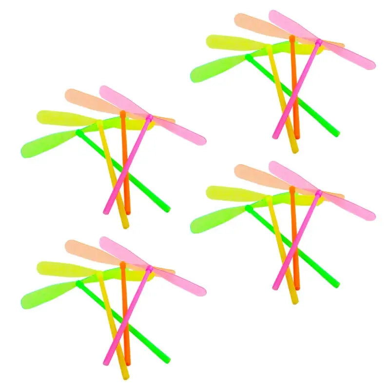 5 or 30 Pack Plastic Bamboo Dragonfly Shape Hand Push Flying Propeller Outdoor Toy for Kids and Adults