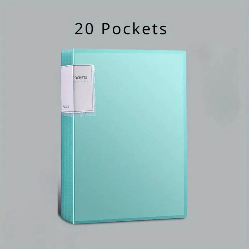 Data Book A4 transparent insert folder in teal by Simples Market with 20 pockets