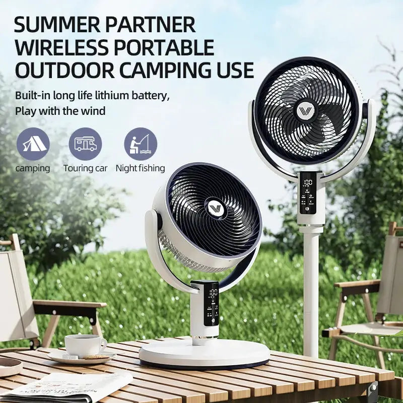 Simples Market portable floor fans with remote, two rechargeable DC 12V fans with 9000mAh battery for outdoor use