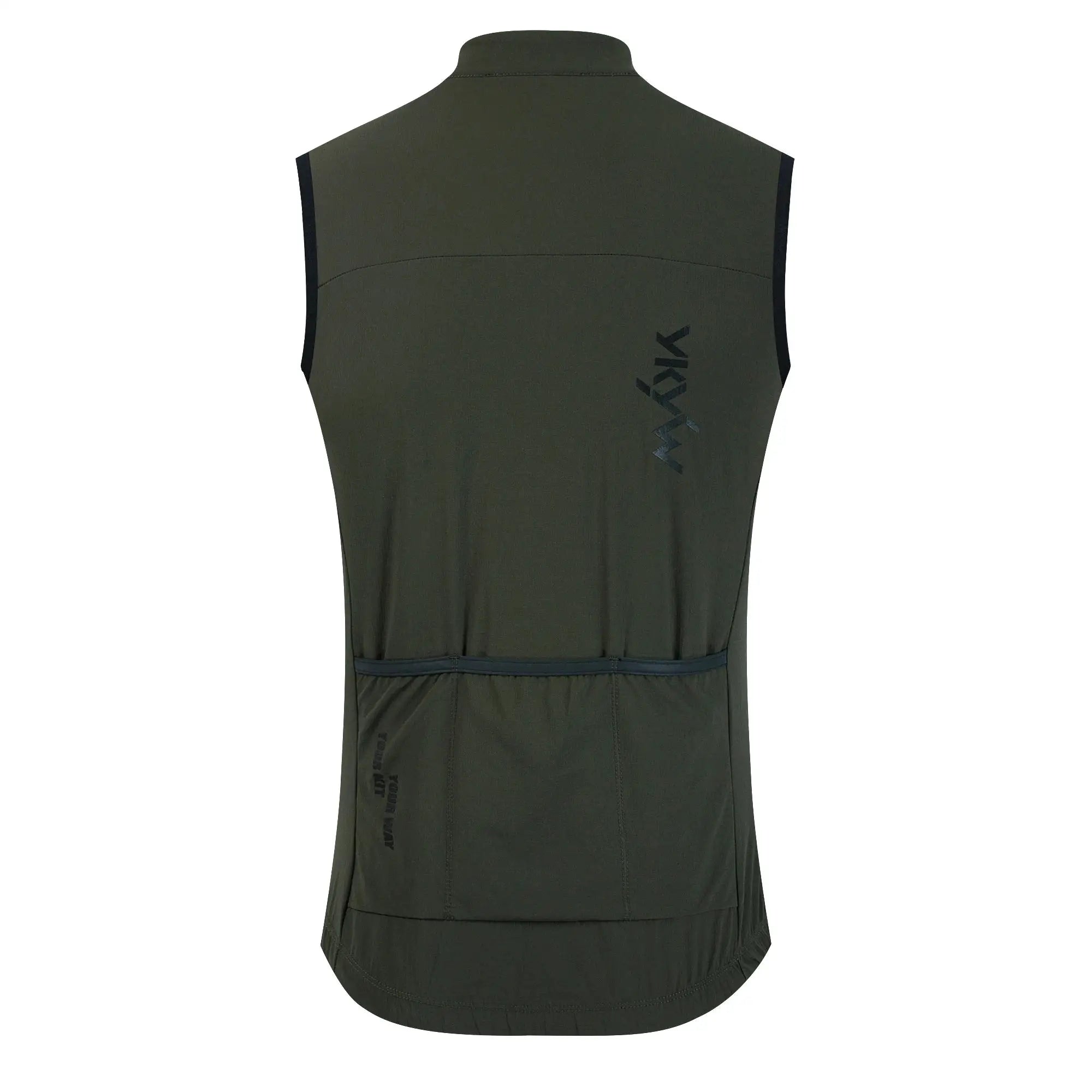 YKYWBIKE men cycling sleeveless windproof fleece vest in olive green, back view