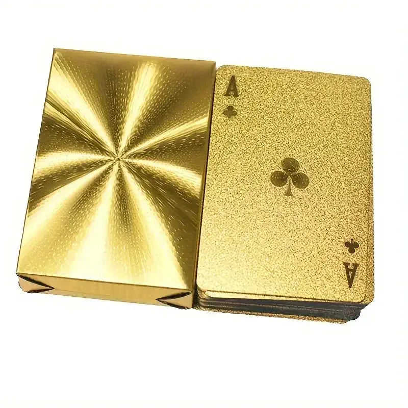 Golden Color Waterproof Playing Cards Set For Poker Nights And Magic Tricks Gift Collection
