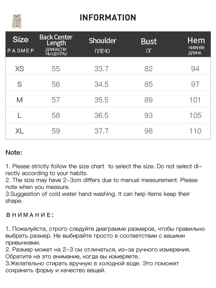 FSLE women blazer suit set by Simples Market; formal office blazer with vest and skirt, size chart shown.