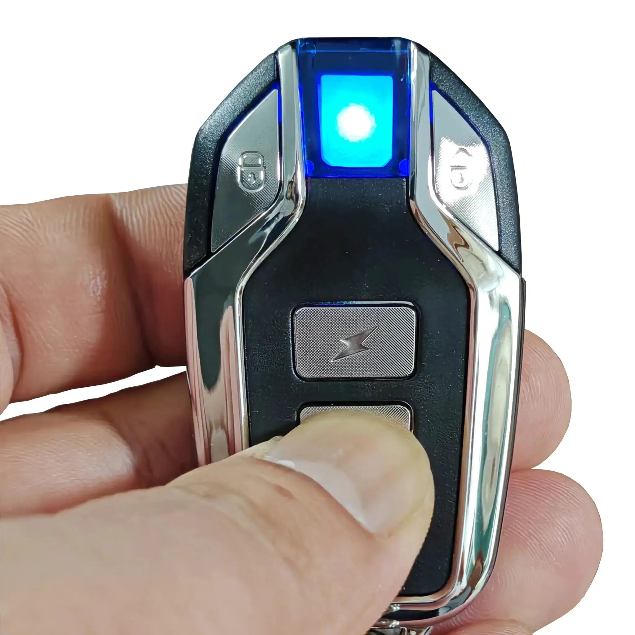 Universal motorcycle anti-theft alarm with vibration sensor and blue LED by Simples Market