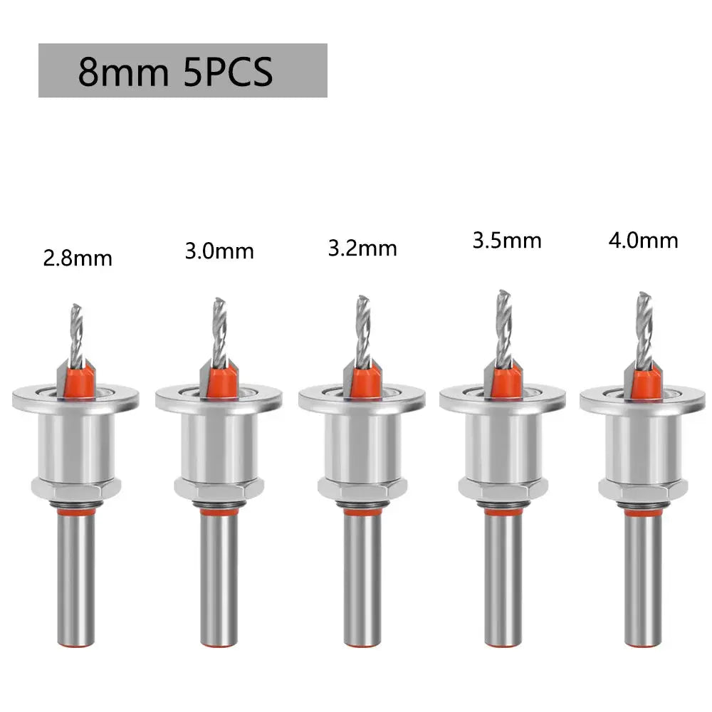 Adjustable Countersink Drill Bit Set With 8mm Shank For Woodworking Quick Change Chamfer Tool 2.8 3 3.2 3.5 4mm