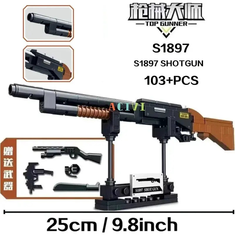 Technical Building Block Set Military Weapon Models Including AK47 Revolver Submachine Gun Sniper Barrett For Kids