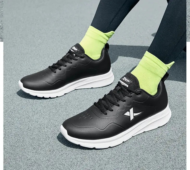 Xtep men's running shoes black with white sole and visible logo