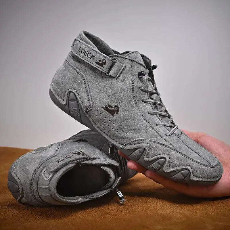 UrbanStride Men Waterproof High Top Winter Motorcycle Boots Luxury Microfiber Footwear