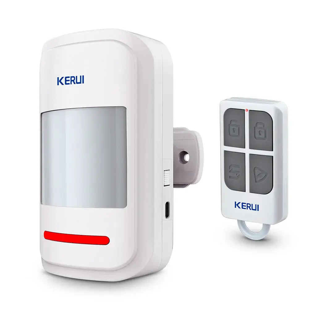 KERUI HW19 PIR motion sensor with arm/disarm remote, white wall-mount alarm detector
