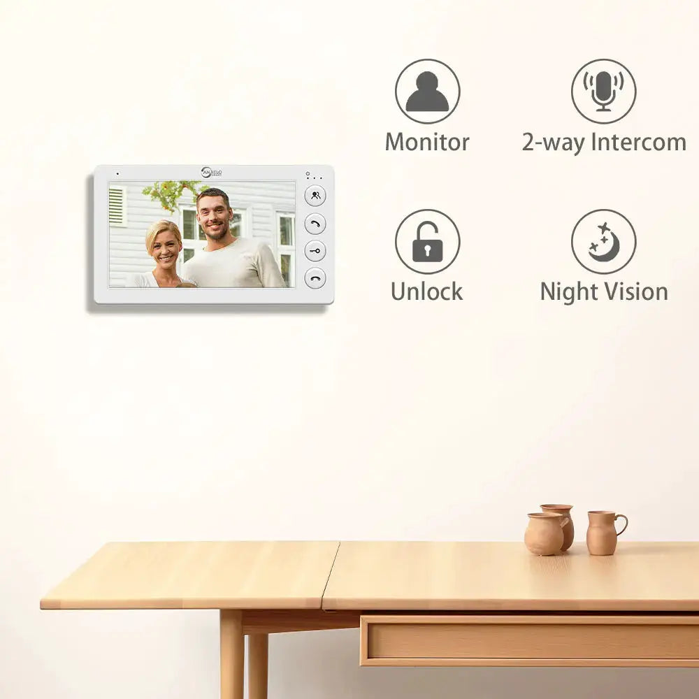 Simples Market ANJIELO 3-Unit Home Video Intercom, white wall-mounted door phone with RFID unlock