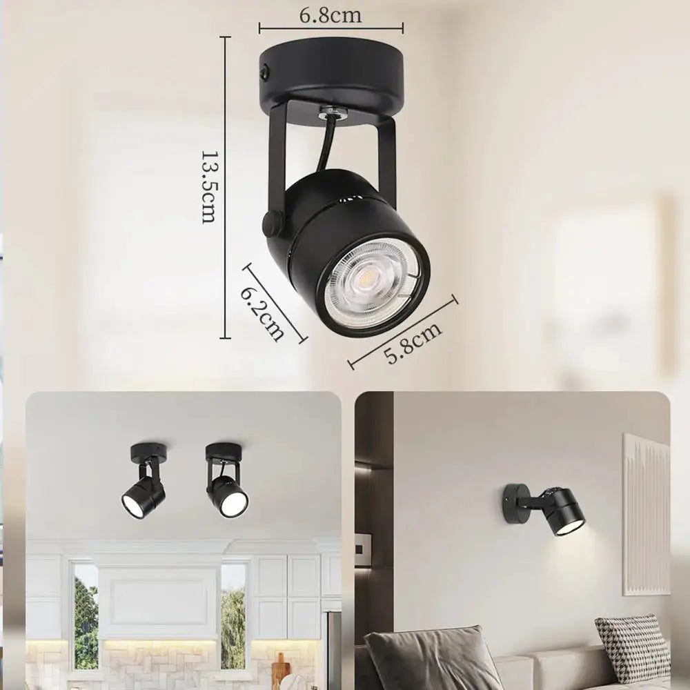 LED Shop Ceiling Spot Lamp by Simples Market, black metal ceiling spotlight for hallway decor, two-pack