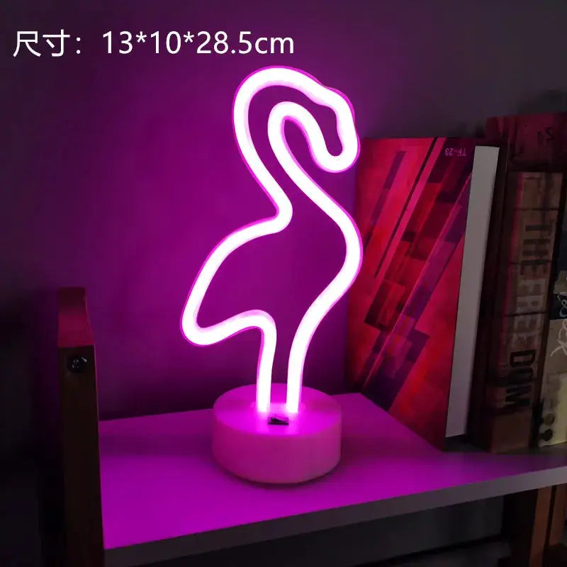 Simples Market flamingo neon sign USB LED lamp in pink for home, kid’s room, or bedside night light.
