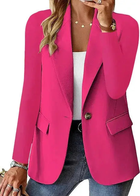 LuxeWear Womens Oversized Blazer Jacket With Stretch Slim Fit And Single Button Closure For Work And Casual