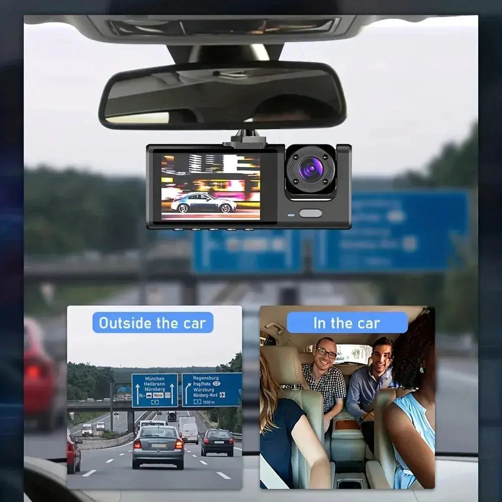 1080P dual dash cam with front and inside cameras by Simples Market, IR night vision, loop recording, wide-angle