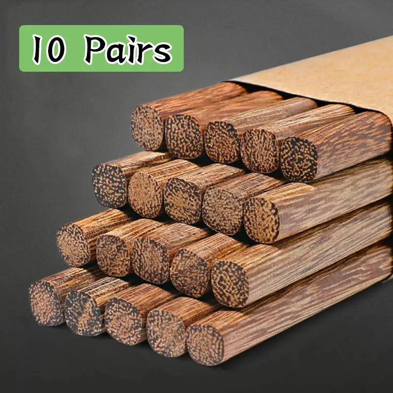 10 Pairs Natural Rosewood Chopsticks Reusable Wooden Utensils For Sushi Dining Tableware New