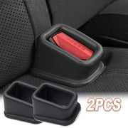 2-pack silicone seat belt slot fixers for cars, anti-slip black buckle holders