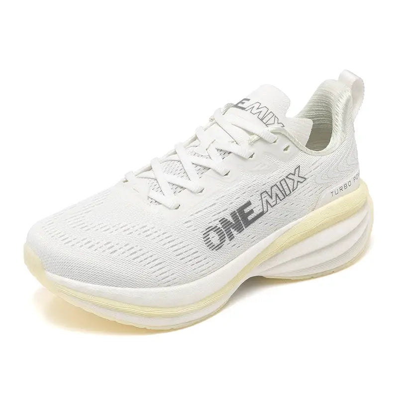ONEMIX men's running shoes with white breathable mesh upper and cushioned midsole with side branding