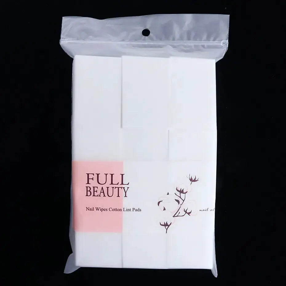 Nail polish remover wipes, lint-free cotton pads, Full Beauty brand, white packaging, 450pcs.