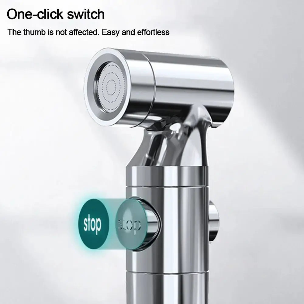Portable handheld bidet sprayer, chrome finish with one-click switch