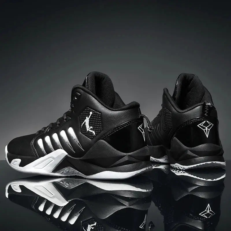 Men's black sneakers with white sole and Jordan Jumpman logo