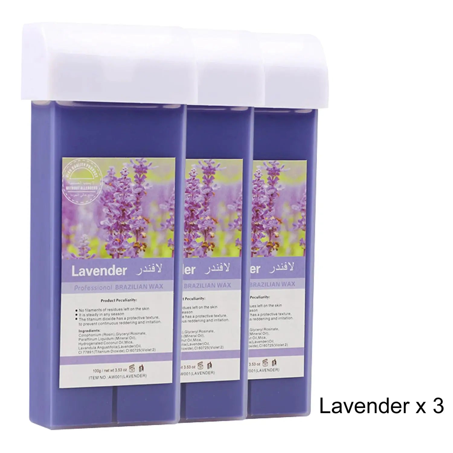 Roll-on wax refill trio (Lavender), 3-pack in purple bottles by Simples Market