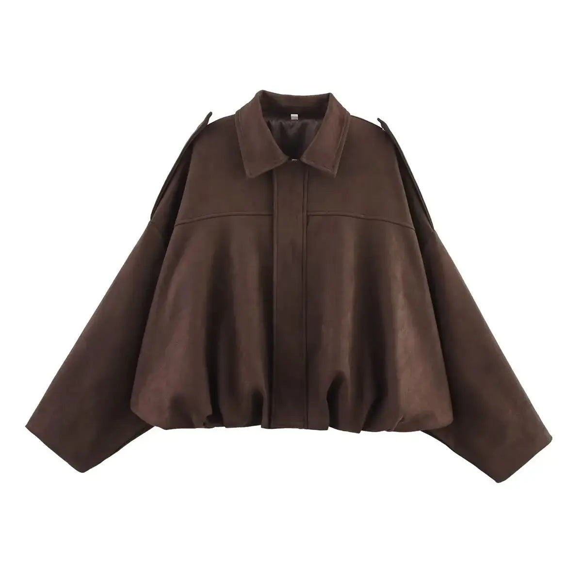 Duoperi Womens 2025 Solid Bomber Jacket Lapel Collar Long Sleeves Casual Chic Elegance For Autumn Winter