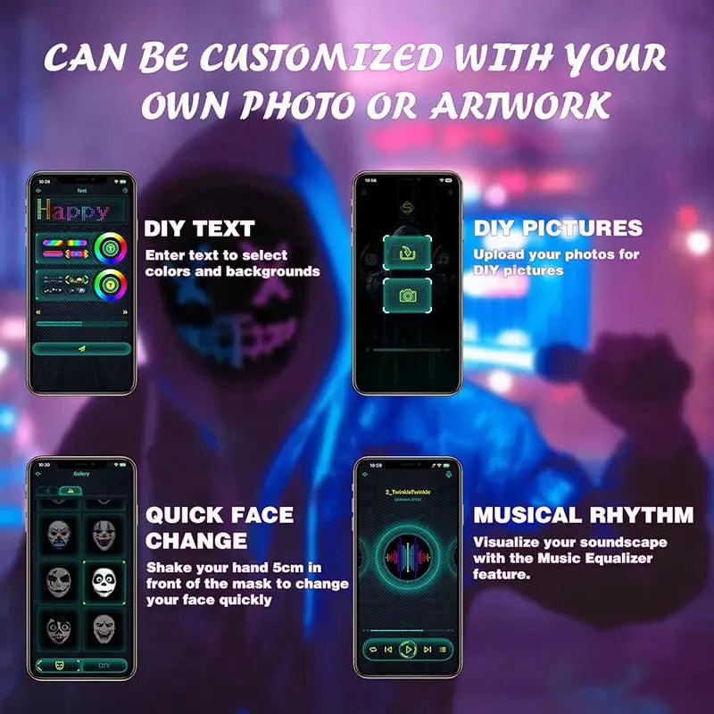Bluetooth App Controlled LED Mask With Programmable Face Effects
