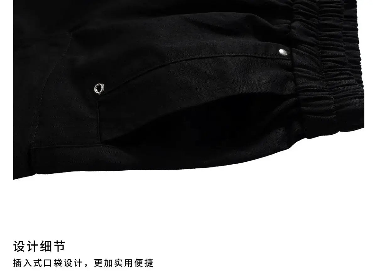 2025 Dark RO Style Drawstring Multi-pocket Tooling Shorts Men's Niche Casual Loose Straight Five-point Pants