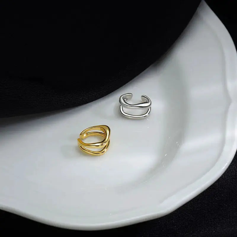 1Pc Ear Cuff Earring Non Piercing Double Layer Ear Clip For Women Fake Cartilage Simple Y2K Jewelry New