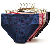 Women's cotton briefs set, floral print, mid-rise, 6 pcs in multiple colors by Simples Market