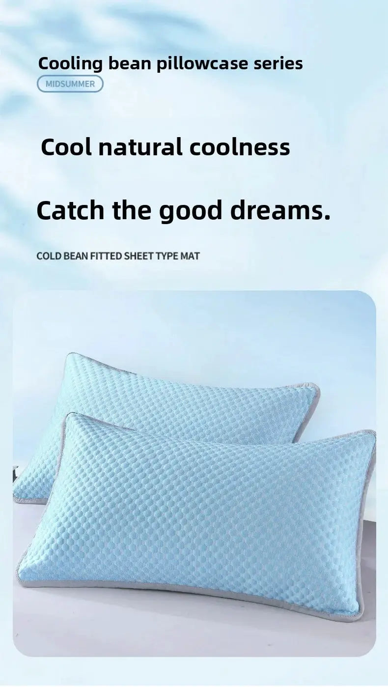 Simples Market Summer Cool Bean Pillowcase, two light-blue breathable quilted pillow covers 48 x 74 cm