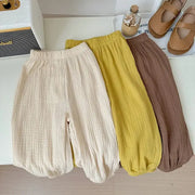 Kids Anti Mosquito Pants Summer Thin Solid Color Loose Casual Trousers Unisex Bloomers For Boys And Girls Ages 4 To 6