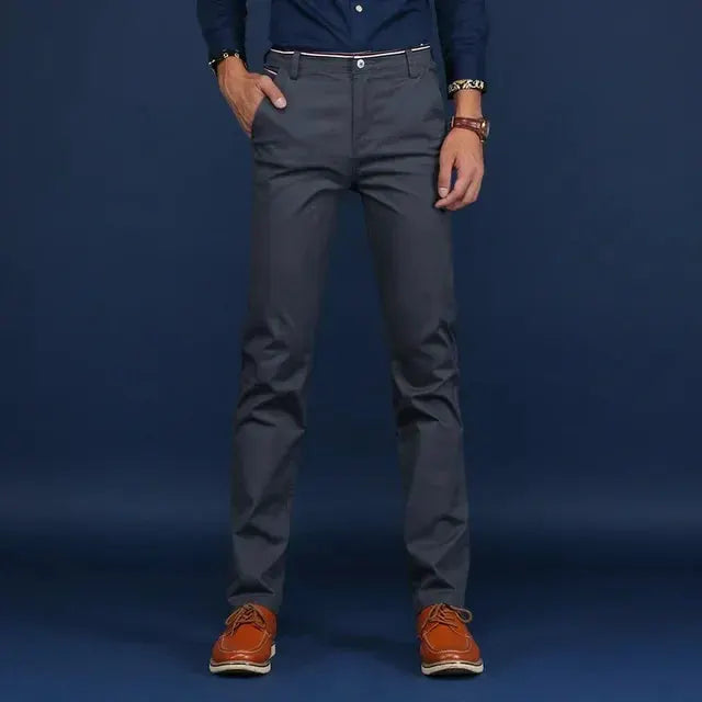 Men's cotton casual trousers, gray, office style, Simples Market.