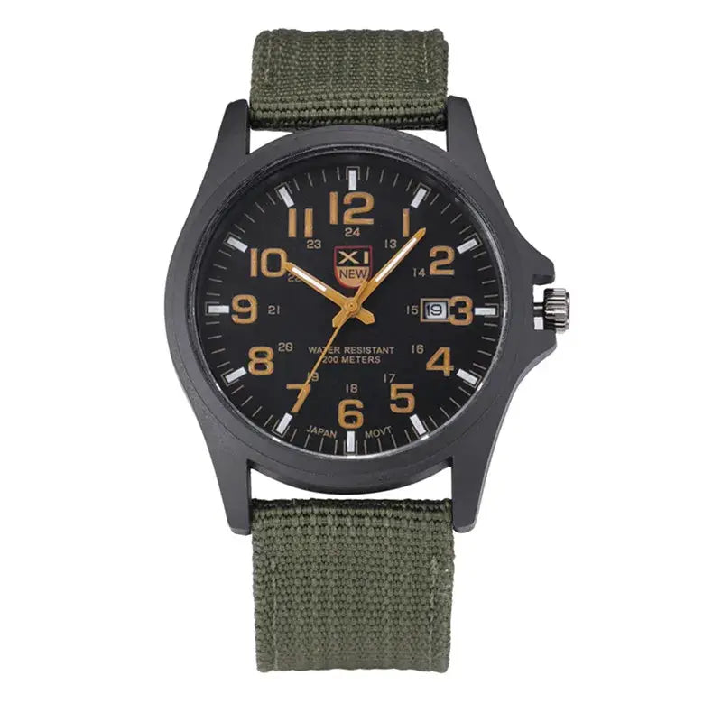 XINEW Mens Nylon Band Quartz Sports Watch With Date Display Casual Everyday Timepiece