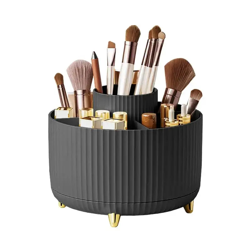 GlamBox 360 Rotating Makeup Desktop Storage Box Organizer Large Capacity Keeps Brushes Lipsticks Accessible