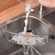 Stainless Steel Triangle Sink Drain Basket Kitchen Organizer For Food Washing Vegetables Eggs Storage