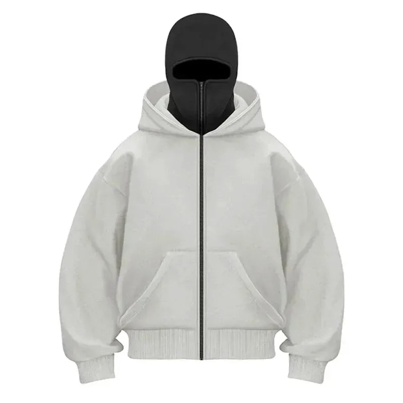 Urban Harajuku Balaclava Double Hooded Sweatshirt Unisex Warm Winter Streetwear Y2K Gothic Style