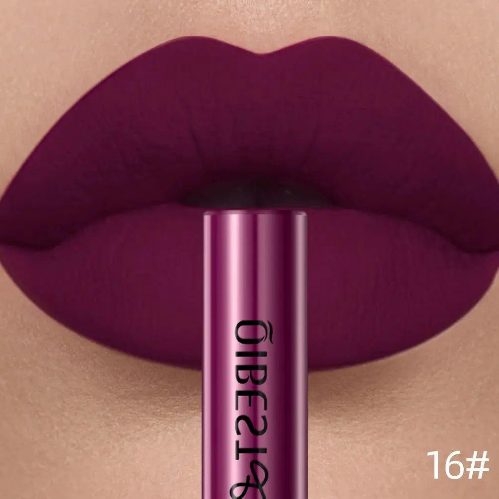QIBEST Matte Liquid Lipstick Waterproof Long Lasting Velvet Lip Gloss Tint Tube Matte Nude Pigment Red Lipgloss Lips Makeup - Simples Market