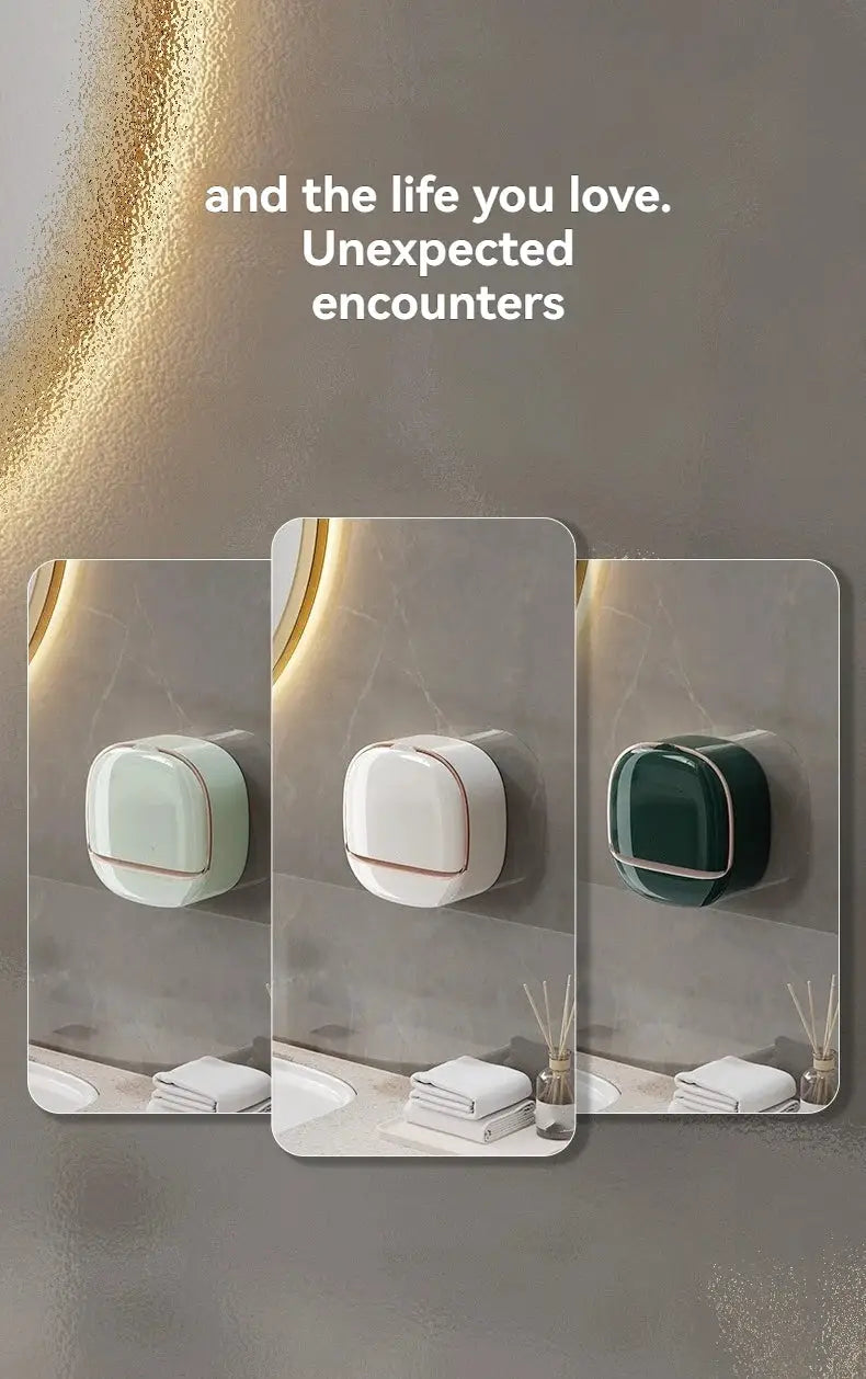 Waterproof shower soap box, hanging drainage holder in mint, white, and dark green (3-color display)