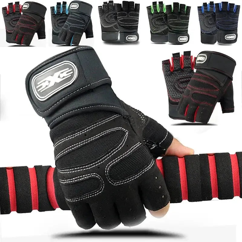 Unisex Half Finger Sports Gloves With Wrist Guard For Cycling Gym Weightlifting Hiking Boxing