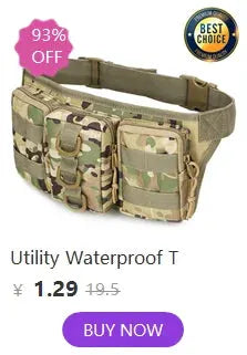 Camouflage tactical MOLLE belt with three nylon pouches and buckle by Simples Market