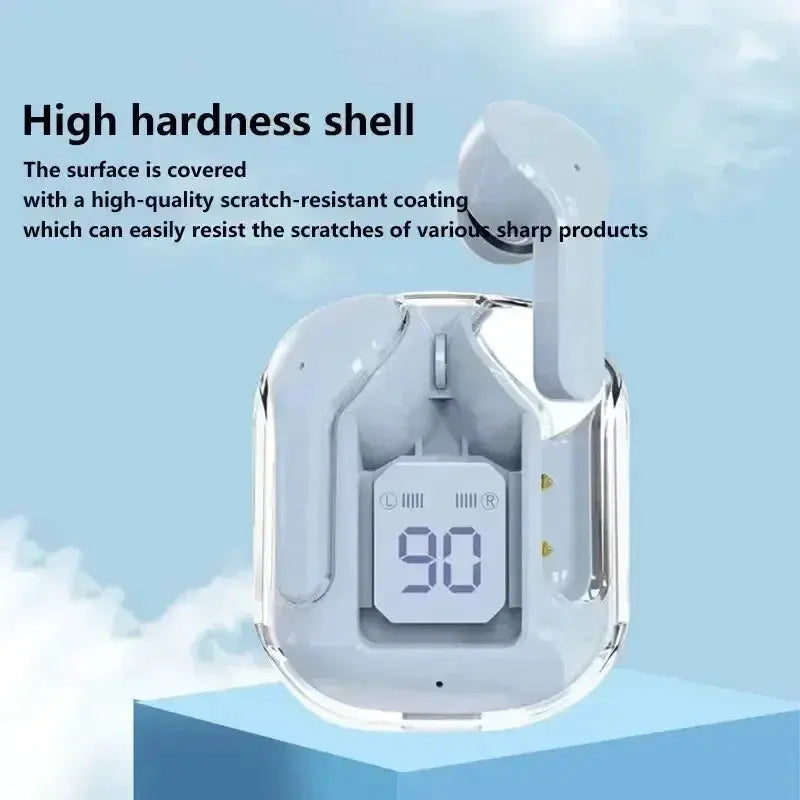 T2 Wireless Bluetooth Earphones With HiFi Sound And LED Power Display Transparent Design