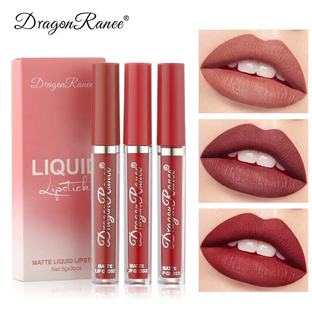 Korean Beauty 3 Piece Liquid Lipstick Set Long Lasting Matte Waterproof Formula Collection