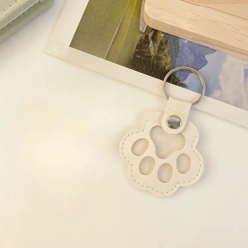 Leather Pet Hair Storage Bag Keychain Cat Paw Pendant Multifunctional Portable Jewelry Pouch