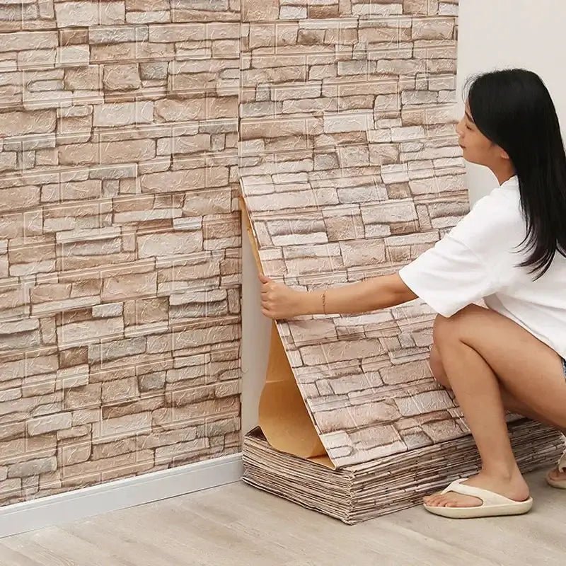 3D Self Adhesive Brick Wallpaper Waterproof 70cm Wide 1m 5m Or 10m Lengths For Living Room Bedroom Kids Room Decor - Simples Market
